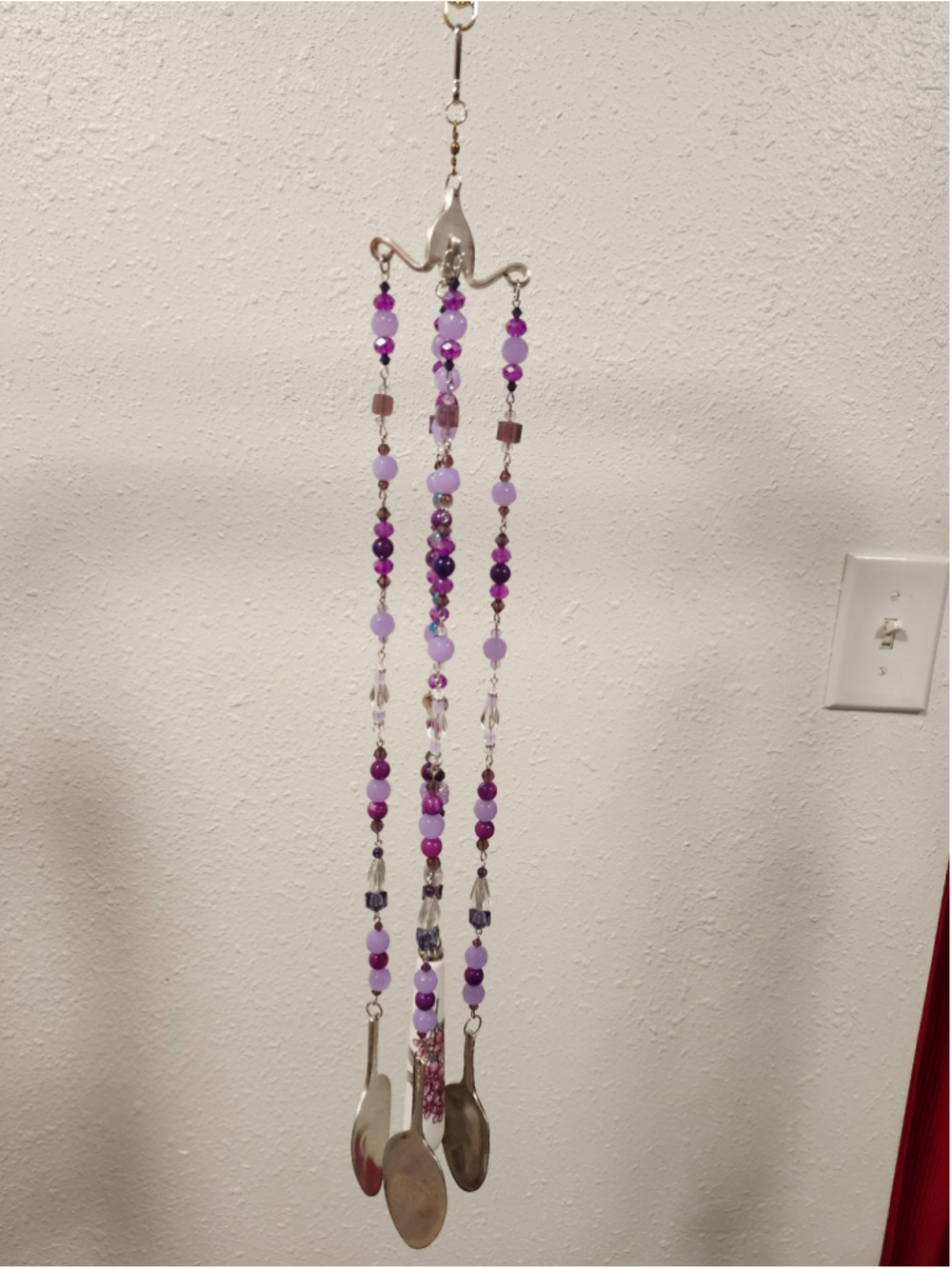 Very Purple Handmade Beaded Wind Chime Outdoor Home Decor Great Gift
